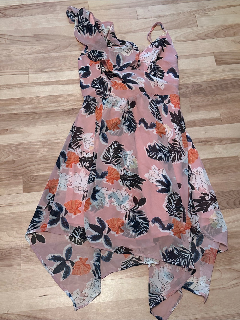 A New Day One Shoulder Dress - Floral Pink and Blue